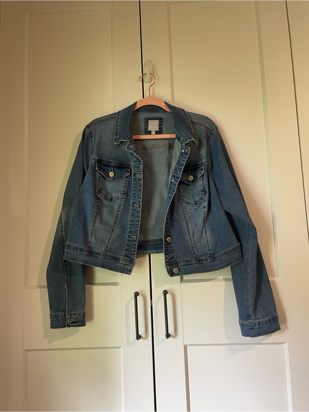 Classic Cropped Blue Denim Jacket - Women